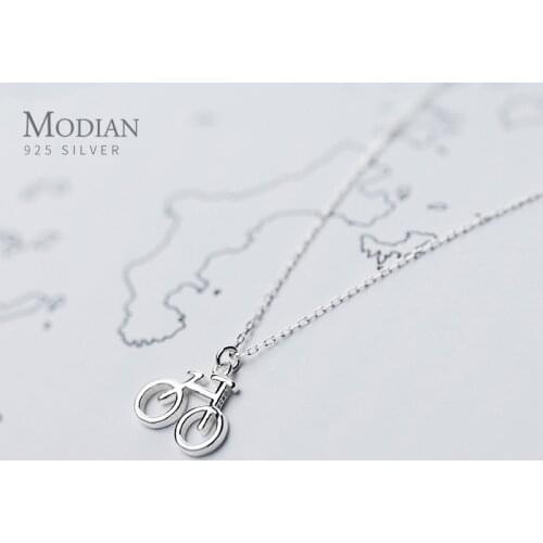 Modian Tiny Cute Bicycle Sterling Silver 925 Pendant for Women Korea Style Geometric Pendant Necklace Fine Jewelry 2020 Design
