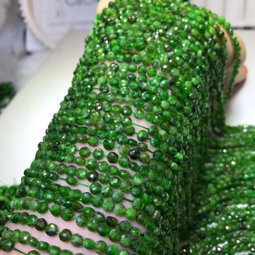 Diopside green coin faceted 3*4mm for DIY jewelry making 36cm loose beads FPPJ wholesale beads nature gemstone
