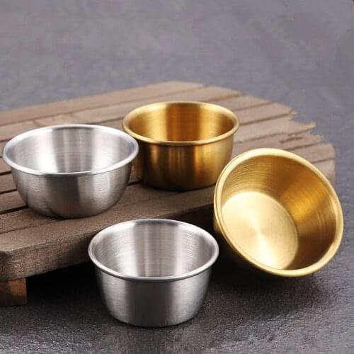 Silver Golden Stainless Steel Appetizer Serving Tray Sauce Seasoning Dishes Spice Plates Ketchup Dipping Bowl Kitchen Supplies