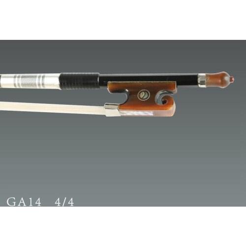 Hosei violin bow with brown snail horn accessory, for practicing beginners