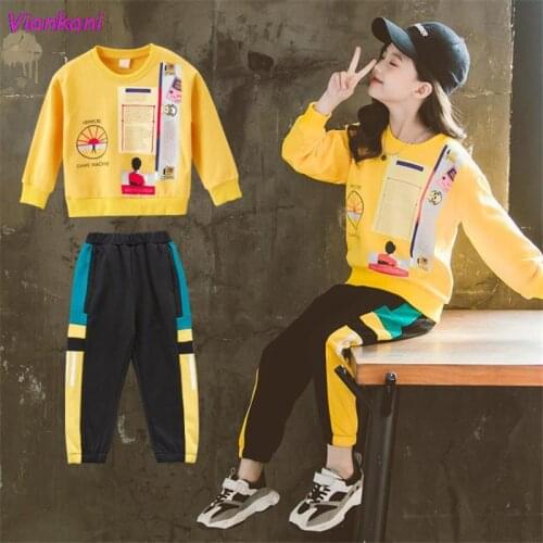 Fashion Girls Clothes Sets 2021 Autumn Spring Long Sleeve Shirts + Pants Suits Girl Kids Child Tracksuit 6 7 8 9 10 12 Year