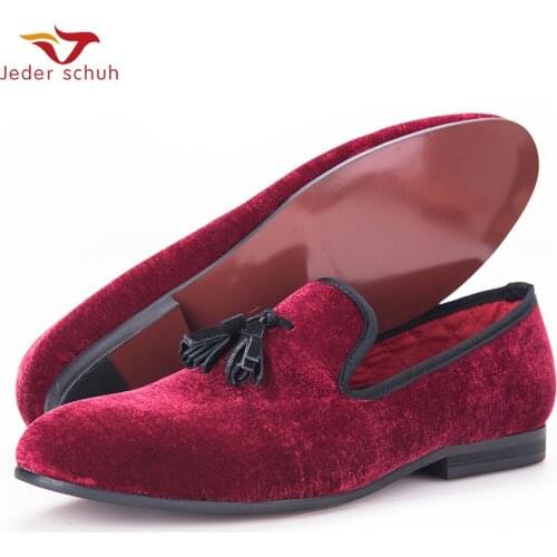 Jeder Schuh Men Velvet Shoe With Velvet Tassel Party And Wedding Men Dress Shoes British Style Men Loafers Fashion MenS Flats