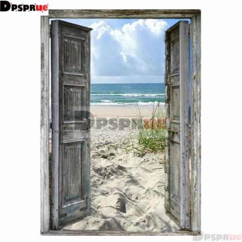 Dpsprue Full 5D DIY Square/Round Drill Diamond Painting "Door Scenery" Diamond Embroidery Cross Stitch 3D Decor Gift DF02
