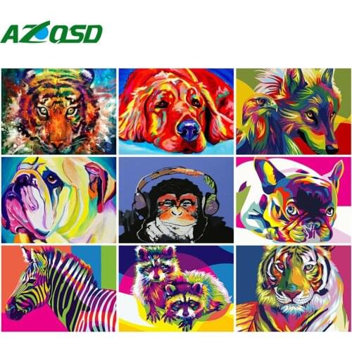 AZQSD Painting By Numbers Colorful Animal Coloring By Numbers DIY Unframed Decoration Arcylic Oil Painting Home Decor