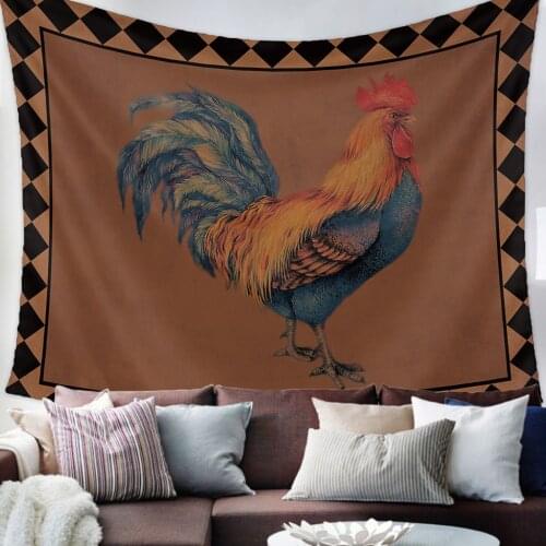 Farm Animal Rooster Retro Plaid Tapestry Wall Hanging Living Room Decor Wall Hanging Tapestry Yoga Mat Home Decor Art