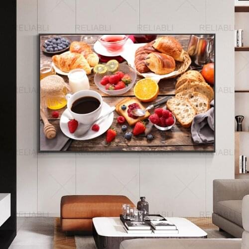 Fruit Vegetable Cooking Bread Posters and Prints Canvas Painting Scandinavian Art Wall Picture For Kitchen Restaurant Home Decor