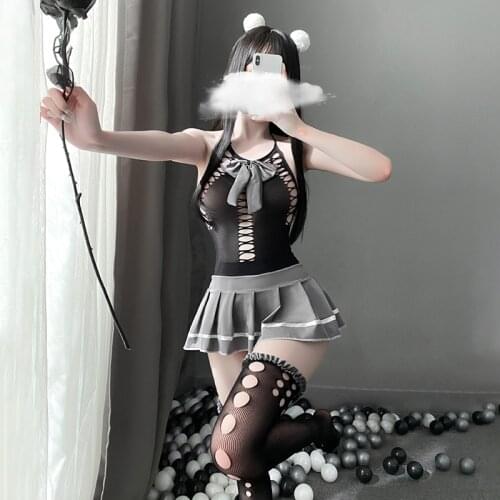 JIMIKO see-through net clothing student uniform erotic cosplay schoolgirl sexy lingerie sex girl slutty costumes woman underwear
