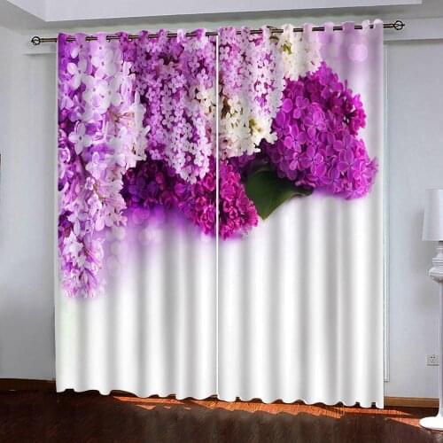 Luxury Blackout curtains 3D Window Curtains For Living Room Bedroom purple flower curtains