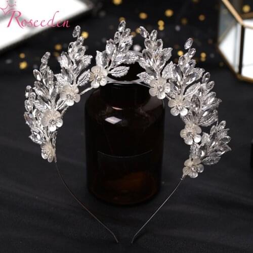 Handmade Romantic Rhinestones Flower Bridal Tiara Bridesmaids Party Crown Wedding Headband Hair Jewelry RE4234