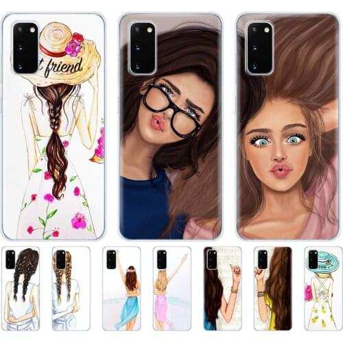 Silicon case for samsung galaxy S20 PLUS Ultra S10 lite cover for samsung note 10 plus lite Girls Best Friends BFF Matching