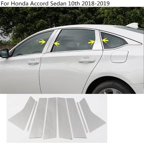 Car Body Stick Stainless Steel Window Garnish Pillar Window Middle Strip Trim For Honda Accord Sedan 10th 2018 2019 2020 2021