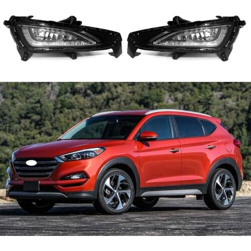 LED DRL Daytime Running Light Fog Lamp w/ Turn For Hyundai Tucson 2016-2018