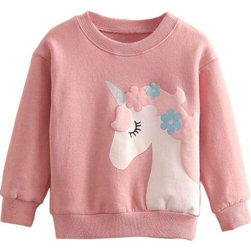 Girls Sweater 2021 Spring and Autumn Children Clothing Baby Girl Sweatshirts Pullover Cartoon Unicorn Print Warm Kids Sweaters