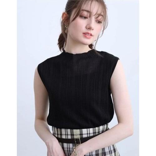 Ladies 2021 Knitting Sleeveless Vest Top Matching With Lining - Women Top Vest 2pc Sets