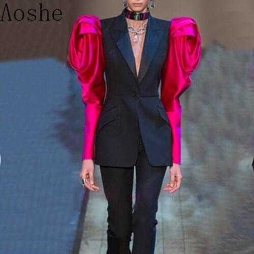 2020 Commuter Suit Collar Female Contrasting Color Three-dimensional Flower Bud Decorative Jacket Long Sleeve Womens Blazer