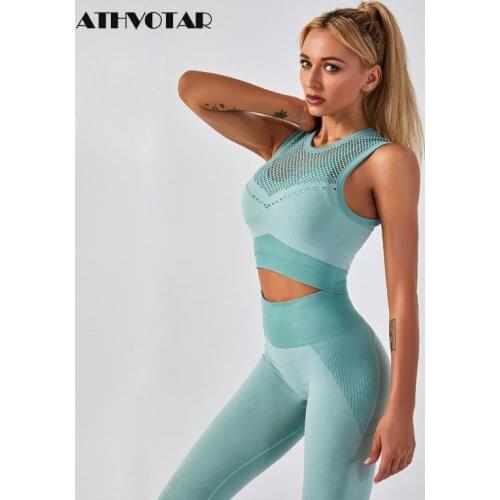 Women Tracksuit Two Piece Set Fitness Sleeveless Crop Top Pants Elastic Hight Streetwear Outfit 2 Pieces Fitness Sports Gym Set