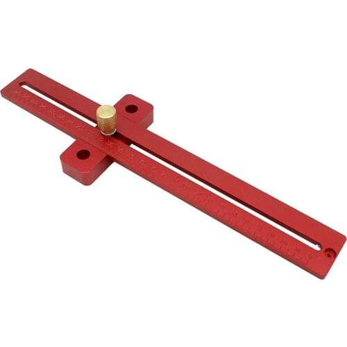 1Pc Carpenter wood worker Aluminum Alloy scribing ruler woodworking T type hole ruler marking tool