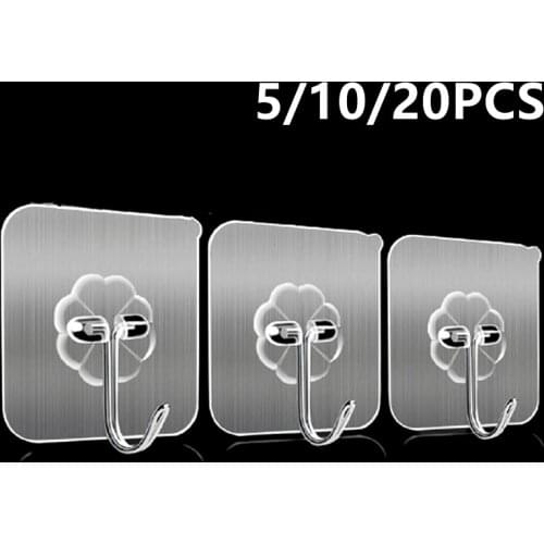 20Pcs Transparent Strong Self Adhesive Door Wall Hangers Hooks Suction Heavy Load Rack Cup Sucker for Kitchen Bathroom