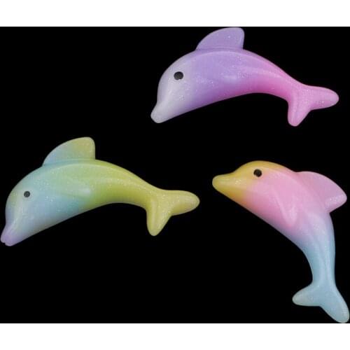 20x Rainbow Dolphin Resin Cabochon Flatbacks Embellishment Craft Accessory Sewing Crafts Accessory Hanging Ornaments 32x13mm