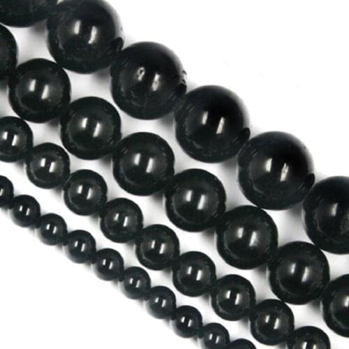 4 6 8 10mm Natural Stone Beads Black Tourmaline Round Loose Beads For Jewelry Making DIY Bracelet Necklace