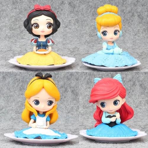 4PCS Disney Cartoon Frozen Mermaid Princess Decoration Cute Girl Gift Cake Decoration Happy Birthday Cake Topper Cupcake Toppers