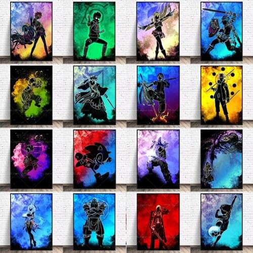 Watercolor Japanese Anime Poster Anime Character Goku Wall Art Decoration Mural Modern Home Childrens Room Decoration Painting