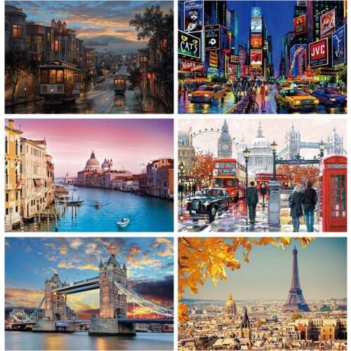 5D DIY Venice London Bridge New York Taxi Diamond Painting Full Drill Embroidery Cross Stitch Mosaic Home Decor Craft Kit Gift