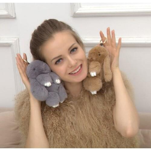 Auto keychain Fur pom pom keychain Rex Rabbit Fur Cute Rabbit Doll Key Chain Pendant Handbag Bag Accessory rabbit keychain fur