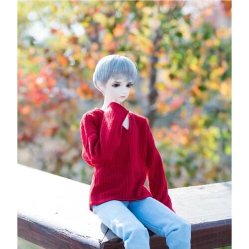 BJD doll clothes is suitable for 1/3 1/4size red slim v-neck fashion base knitwear doll accessories