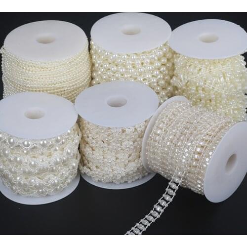3-16MM Fishing Line Artificial Pearl Beads Chain Garland Flowers Plastic Beads for Wedding Decoration DIY Jewelry Accessories