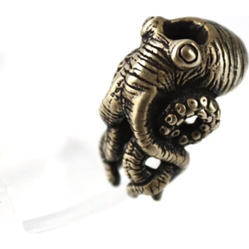 EDC Knife Beads Brass Octopus Cthulhu Lanyard Bead Paracord Knife Outdoor Tool Pendant
