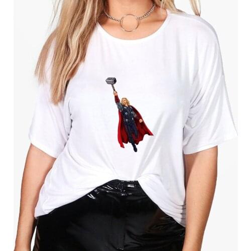 Disney T-Shirts Women t Shirt Thor i Am Cool Tshirt Marvel Aesthetic Clothes Short Sleeve Club Plus Size Harajuku Fashion France