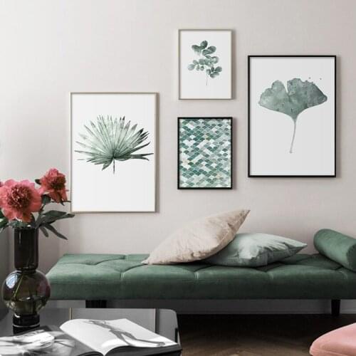 Watercolor Palm Leaf Ginkgo Canvas Painting Nordic Posters and Prints Wall Art Decorative Picture Modern Living Room Home Decor