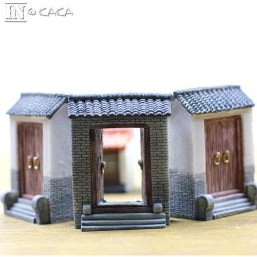 Chinese terrarium ornament resin house door model figurine Micro fairy garden Decor/miniature/doll house DIY accessories prop
