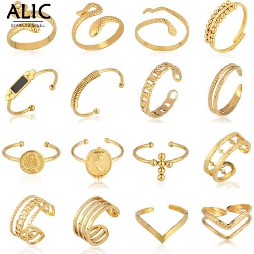 Snake Ring Stainless Steel Rings For Men Women Geometry ring Punk Open Ring Finger Women Jewelry Gift Accessories