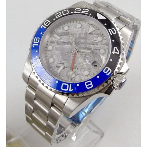 Brand New Design High Quality Mechanical Men Wristwatch Sapphire Glass Date Window Mental Bracelet 40mm Case GMT