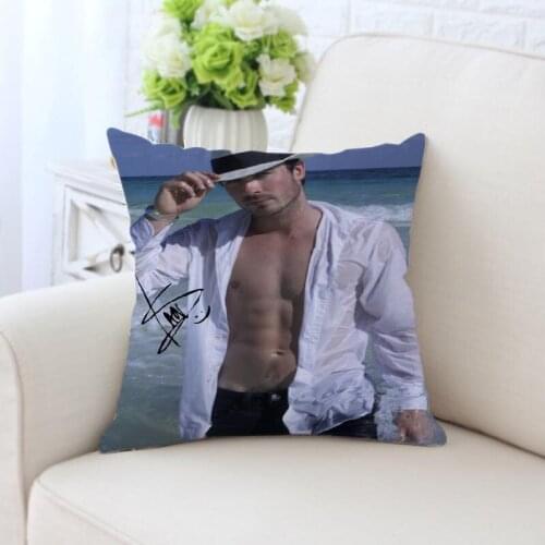 Ian Somerhalder Printed silk Pillowcases Square Zippered Home Decorative Pillow Cover Wedding Custom Gift For Two Sides