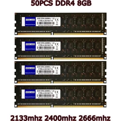 Weilaidi memoria ram ddr4 8gb 50pcs Desktop Memory 2133mhz 2400mhz 2666mhz Dimm Rams Unbuffered 16banks AMD Intel compatible