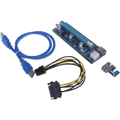 PCI-E 1X to 16X Riser Card PCIE USB3.0 SATA Extension Adapter Card Power Cable