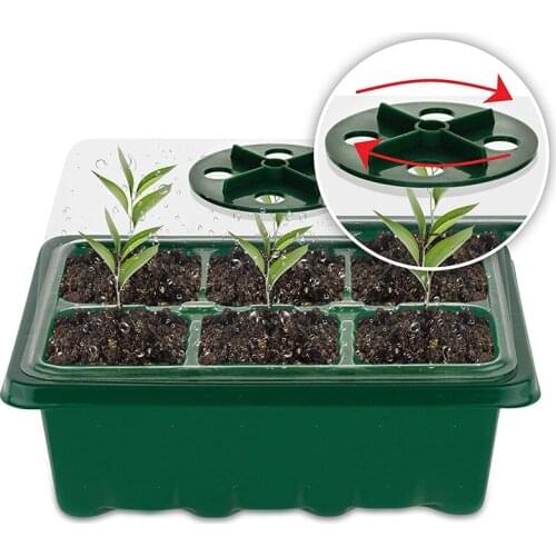 6/12 Holes Plant Seeds Grow Box Plastic Nursery Pots Seedling Tray Kit Starter Thermal Insulation Dome and Base Garden Grow Box