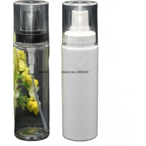 100ml transparent plastic bottle with black mist sprayer pump transparent lid ,high quality sprayer bottle plastic bottle