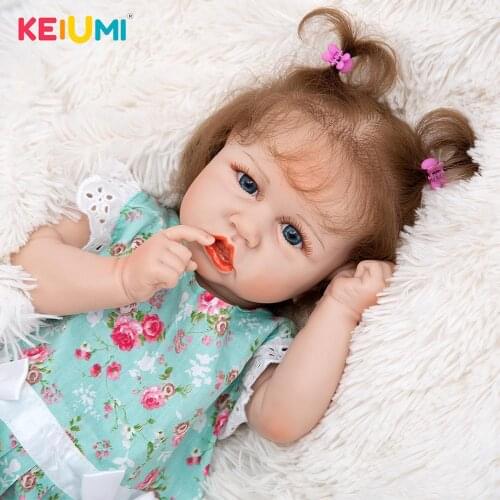 KEIUMI Lifelike 23 Inch Lovely Baby Reborn Doll Toy Full Silicone Reborn Doll For Girl Kid Playmate Baby Toy Birthday Gift
