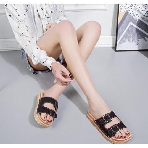 Sandals female 2021 summer new style Korean students all-match soft bottom college wind wear Velcro Roman shoes