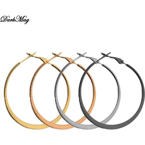 DarkMag Fashion Stainless Steel hoop Earrings for Women earring Gold Filled round Earring Circle hoop Earrings Wedding Jewelry