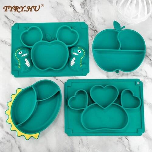 Silicone Bowl for Baby Feeding Teether Baby Toys 0-12 Months Dinosaur Cartoon Feeding Set Baby Tableware Baby Plate set