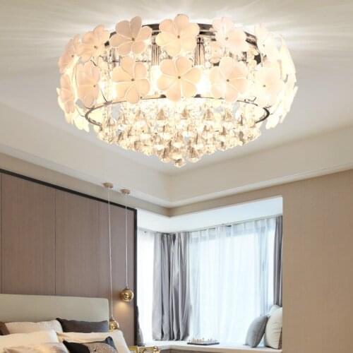 Modern Minimalist Creative Garden Flower Art Crystal Chandelier Personality Creative Warm Bedroom Ceiling Lamp