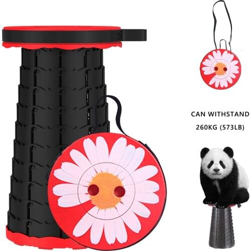 Floral Print Camping Stool Portable Foldable Adjustable Fishing Hiking Bath Chair National Flag Star Animal Kid Pattern Chair