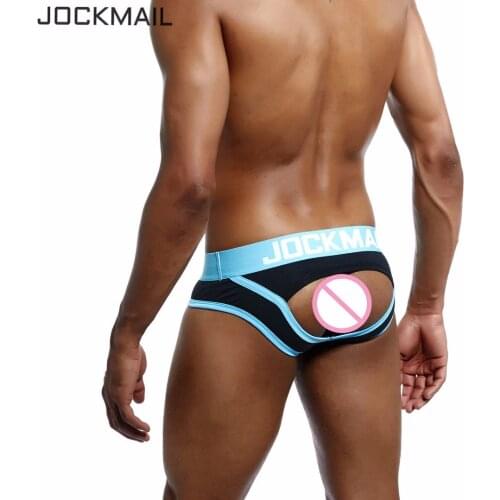JOCKMAIL Brand Men Underwear open back Sexy Hollow Crotch BOTTOMLESS Cotton Men Briefs Backless Buttocks cueca Gay Underwear