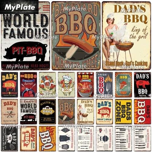 BBQ Vintage Metal Sign Tin Sign Vintage Decoration Man Cave Plaque Home BACKYARD Wall Decor Bar Sign Home Decor Garden Poster
