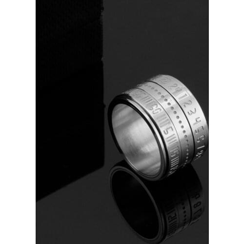 MIQIAO Stainless Steel Titanium Rotatable Spinning Arabic Number Vintage Boho Retro Rings for Men Women Couple Gift Jewelry Bagu